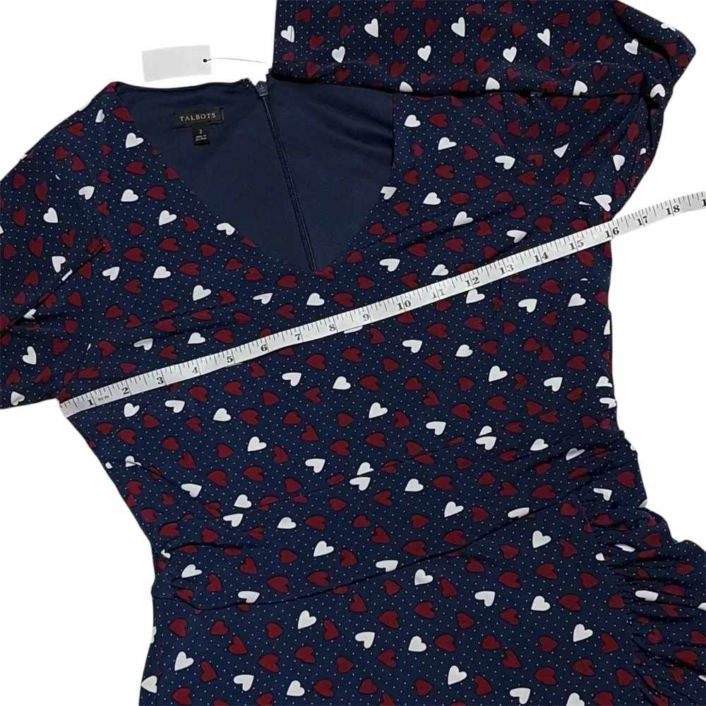 TALBOTS NWT Heart Print A-Line Jersey Sheath Dress 2 - Picture 8 of 15